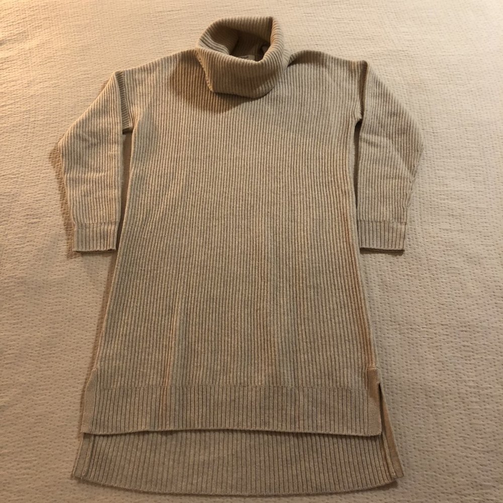 🐑 Madewell Merino Tunic Sweater Dress - Beige/Tan - Size S - VG
